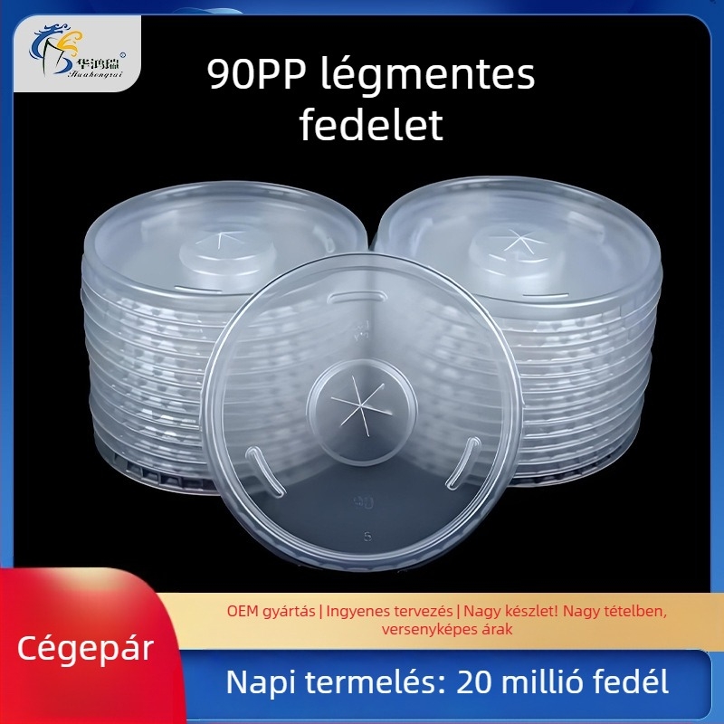Hua Hongrui pohárfedő Hhr-90pp — sík, átlátszó fedél, logónyomtatás elérhető, MOQ 1000 db