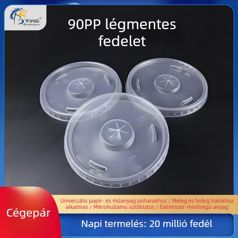 Hua Hongrui pohárfedő Hhr-90pp — sík, átlátszó fedél, logónyomtatás elérhető, MOQ 1000 db