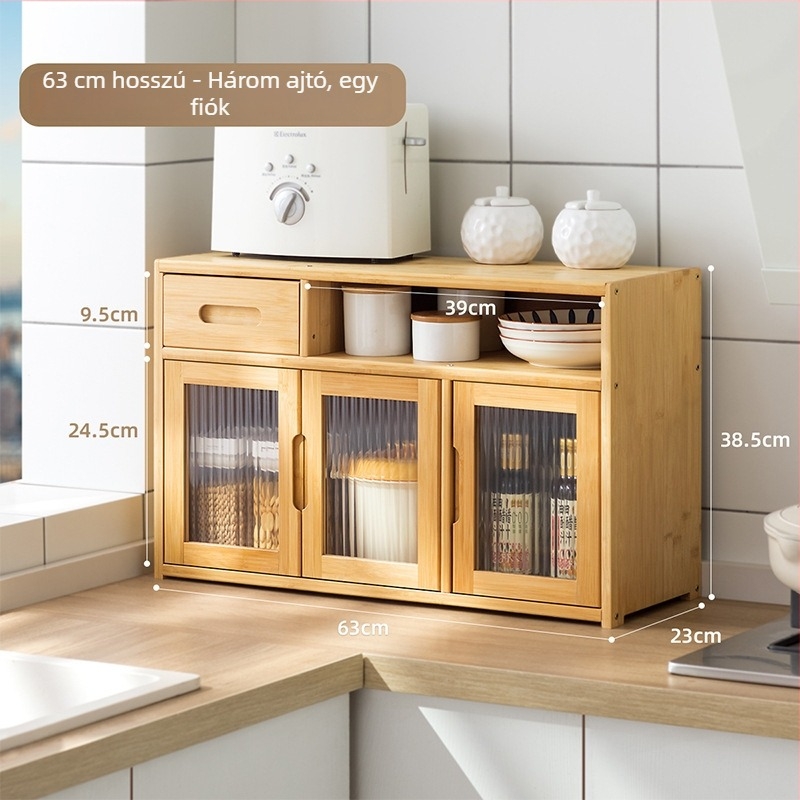 Konyhai polc az asztalra – többsfunkciós, bambusz anyag, téglalap alakú dizájn, modern minimalist stílus