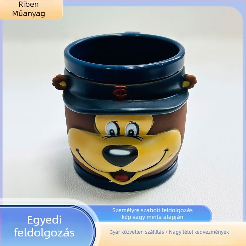 Testreszabható PP műanyag fagylaltos poharak, 480 ml, rajzfilm-stílus, injekciós öntés + zománc kivitel, falvastagság 3–5 mm