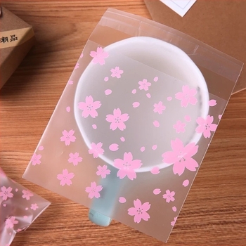 Süti zacskók virágmintával, matt átlátszó, öntapadós, gravírozott nyomtatás, testreszabás elérhető; Márka Color