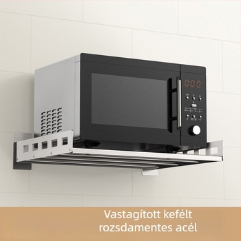 Mu Jue MJ-6899 Rozsdamentes acélból készült falra szerelhető konyhai tárolópolc mikrohullámú sütő, sütő és rizsfőző számára