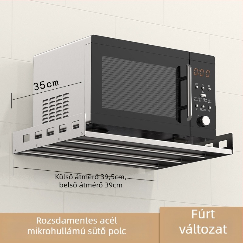 Mu Jue MJ-6899 Rozsdamentes acélból készült falra szerelhető konyhai tárolópolc mikrohullámú sütő, sütő és rizsfőző számára