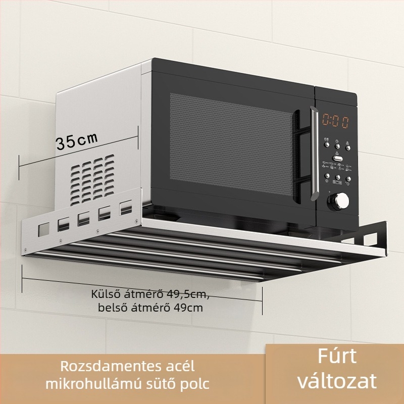 Mu Jue MJ-6899 Rozsdamentes acélból készült falra szerelhető konyhai tárolópolc mikrohullámú sütő, sütő és rizsfőző számára