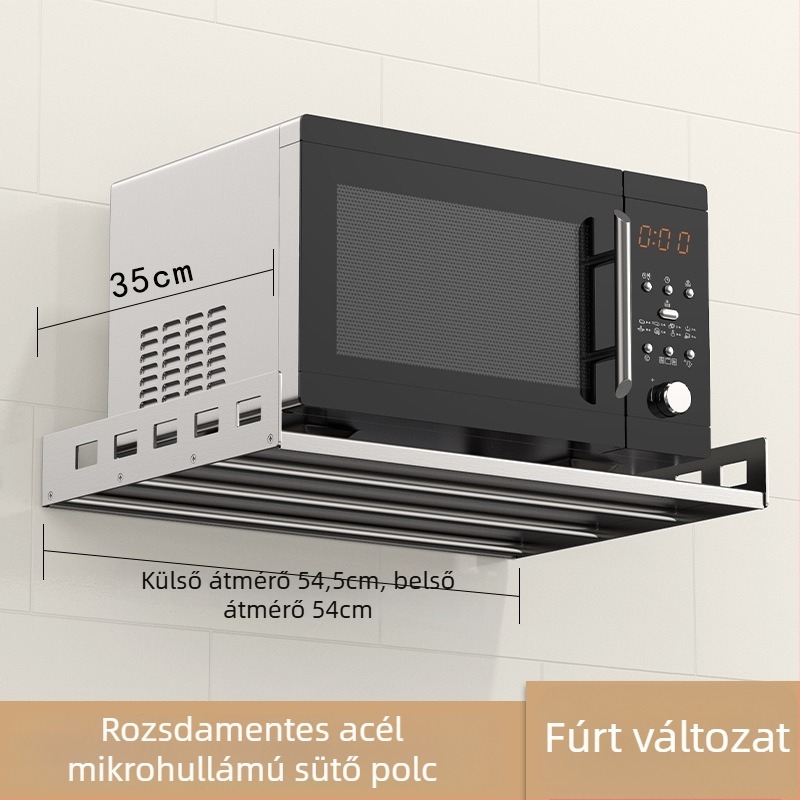 Mu Jue MJ-6899 Rozsdamentes acélból készült falra szerelhető konyhai tárolópolc mikrohullámú sütő, sütő és rizsfőző számára