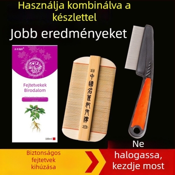 Fejtetű-fésű ultra-sűrű fogakkal lányoknak, hagyományos bambuszfa fésű, korpásodás elleni és fejtetű pete elleni