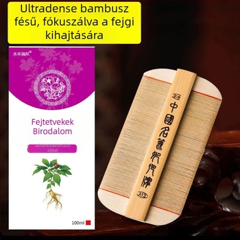 Fejtetű-fésű ultra-sűrű fogakkal lányoknak, hagyományos bambuszfa fésű, korpásodás elleni és fejtetű pete elleni