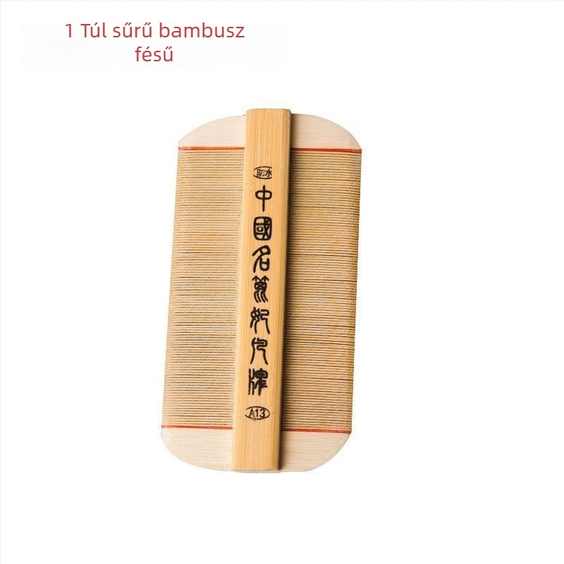 Fejtetű-fésű ultra-sűrű fogakkal lányoknak, hagyományos bambuszfa fésű, korpásodás elleni és fejtetű pete elleni