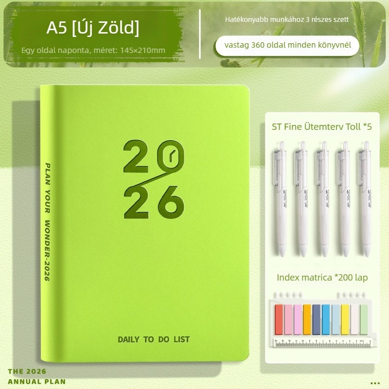 Chalk time jegyzetfüzet műbőr borítással, varrott kötés, Grass pulp papír, 200–300 oldal