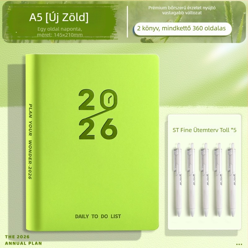 Chalk time jegyzetfüzet műbőr borítással, varrott kötés, Grass pulp papír, 200–300 oldal