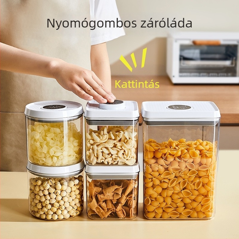 Amige műanyag tárolódoboz, szabálytalan alakú, 800–1000 ml kapacitású, száraz áruk tárolására