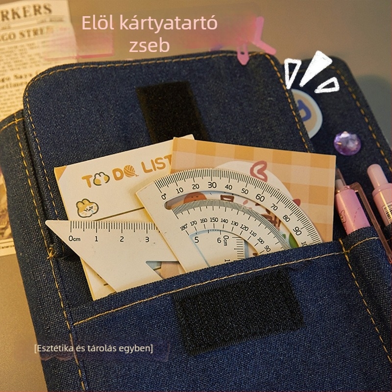 Denim borítású notesz, oldalsó kötés, tolltartó/ceruzatartó, Dowling papír 100 g/m², stílus 23169906718