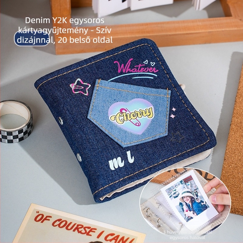 Denim borítású notesz, oldalsó kötés, tolltartó/ceruzatartó, Dowling papír 100 g/m², stílus 23169906718