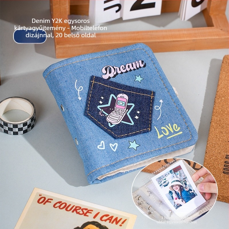 Denim borítású notesz, oldalsó kötés, tolltartó/ceruzatartó, Dowling papír 100 g/m², stílus 23169906718