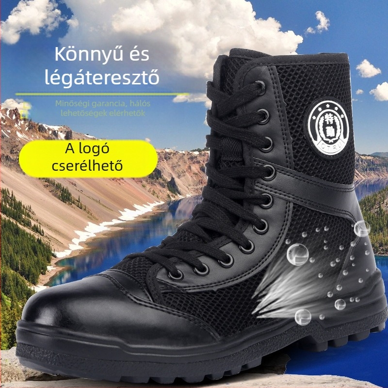 Túracipő légáteresztő hálós felsőrésszel, középmagas kivitel, természetes gumiból készült talppal