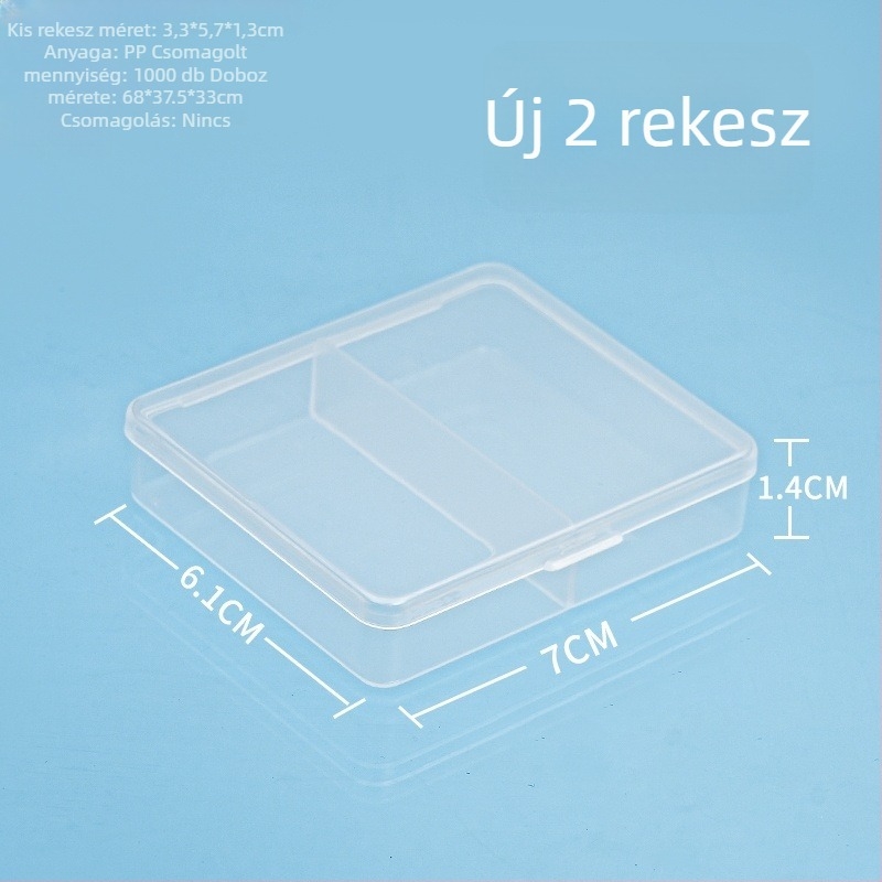PP műanyag asztali tároló doboz osztókkal és fedéllel, porálló, 2-6 rekesz, 1 L kapacitás