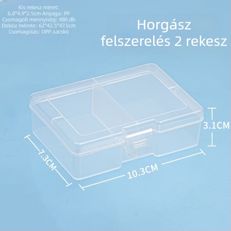 PP műanyag asztali tároló doboz osztókkal és fedéllel, porálló, 2-6 rekesz, 1 L kapacitás