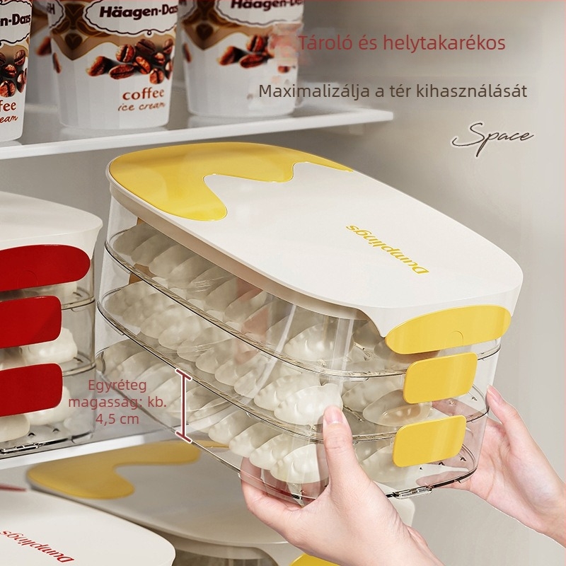 Dumpling doboz — élelmiszer-minőségű műanyag, zárható tárolás, alkalmas dumplingokra, gőzölt bao, steakek, karajt szeletek, sushi, zöldségek
