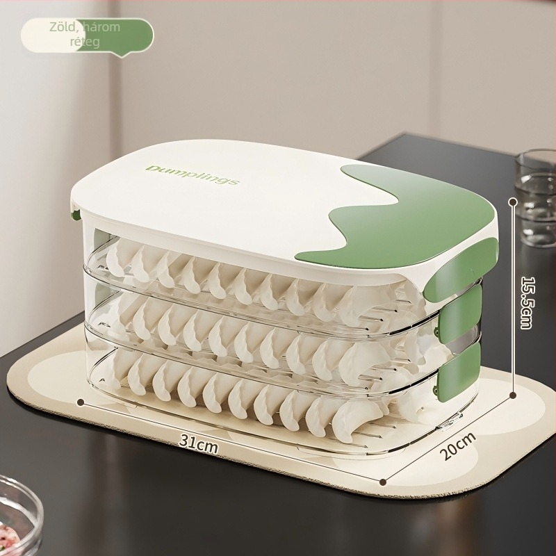 Dumpling doboz — élelmiszer-minőségű műanyag, zárható tárolás, alkalmas dumplingokra, gőzölt bao, steakek, karajt szeletek, sushi, zöldségek