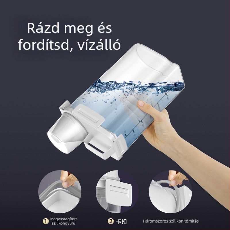 PP műanyag gabonatároló doboz, légmentesen záródó, nedvesség- és kártevő elleni védelem, otthoni használatra, modern minimalista stílus, kapacitás 4 L alatt, testreszabás elérhető