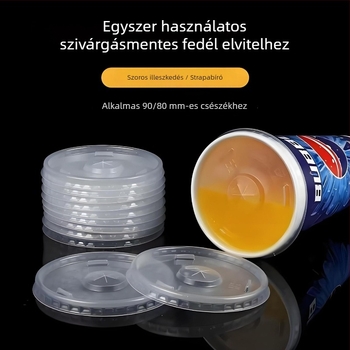 Egyszer használatos, átlátszó, vastagított PP pohárfedél tejes tea- és kávés poharakhoz, logónyomás lehetséges, 1000 darabos csomag