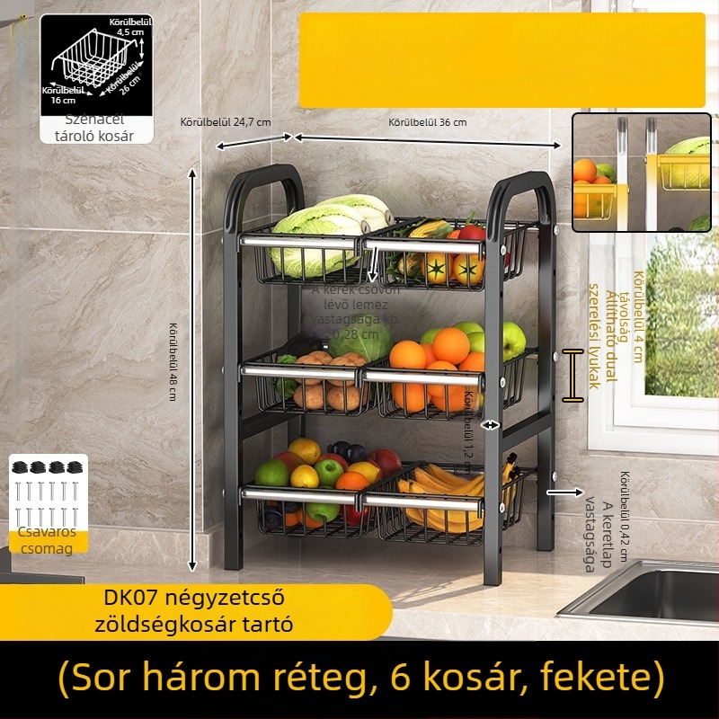 Guangkai rozsdamentes acélból készült, összecsukható és mozgatható, többfunkciós konyhai tárolópolc a pult felett (2025)