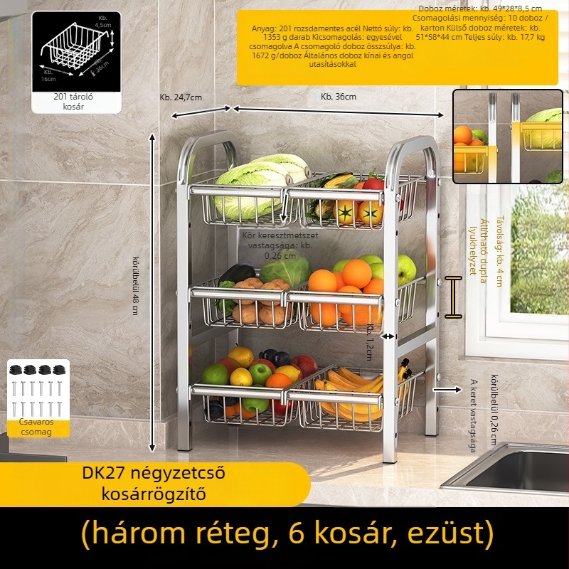 Guangkai rozsdamentes acélból készült, összecsukható és mozgatható, többfunkciós konyhai tárolópolc a pult felett (2025)