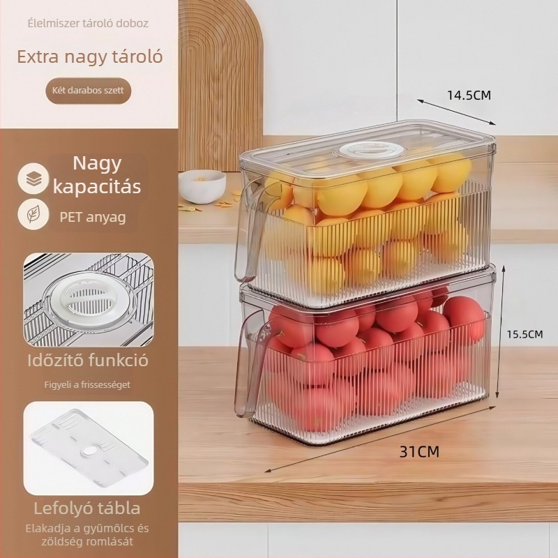 Hűtőszekrény tároló doboz – PET anyag, egyszerű és modern stílus, tojás és zöldség szervező, Rangi márka