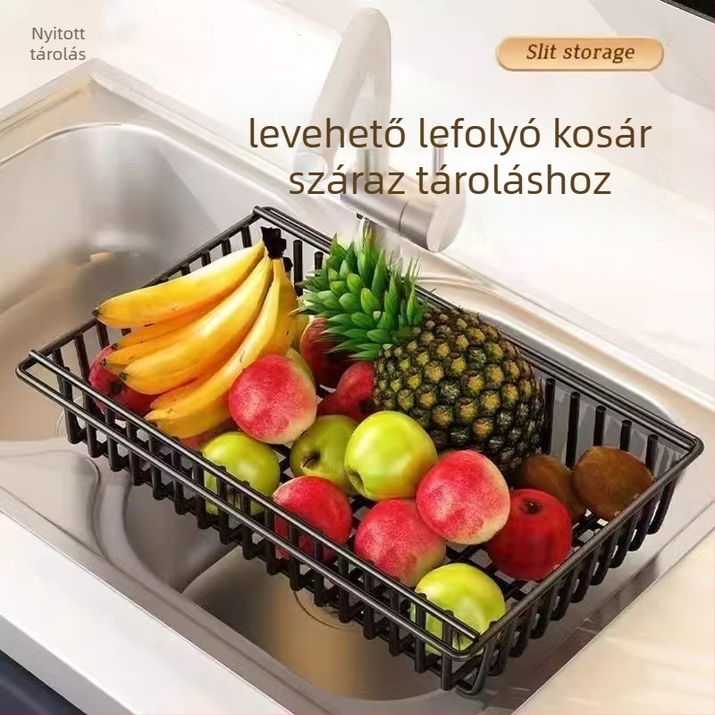 Padlón álló konyhai tárolóállvány, szénacélból, összecsukható, többfunkciós, mozgatható, mid-century stílus
