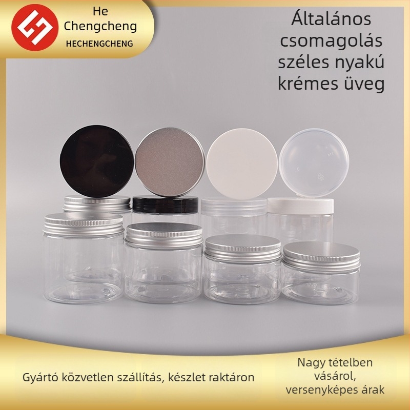 Szélesnyakú PET műanyag üveg, matt felülettel, 100–250 ml űrtartalom, nyakátmérő 68 mm, testátmérő 71 mm