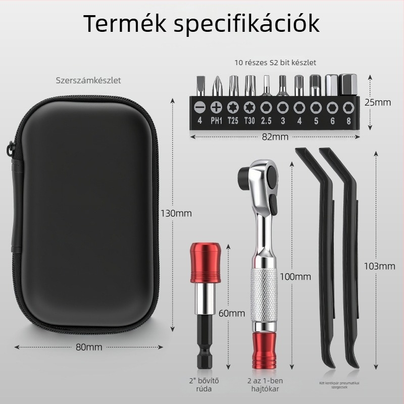 Hi Spic Hegyi kerékpár javító készlet ratchet wrench-tel, króm-vanádium acél, kombinált szerszámkészlet