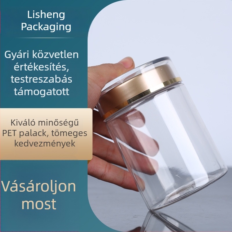 Átlátszó PET műanyag palack egészségügyi kiegészítők számára, üres élelmiszer-minőségű palack 280 ml
