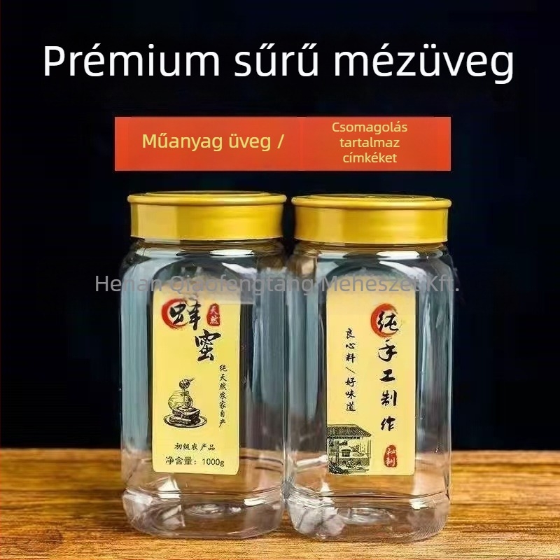 PVC mézes tartály belső és külső fedéllel, élelmiszer-csomagoláshoz, átlátszó