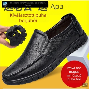 Férfi bő slip-on cipő – első réteg marhabőrből, gumírozott talp, mindennapi, vízálló