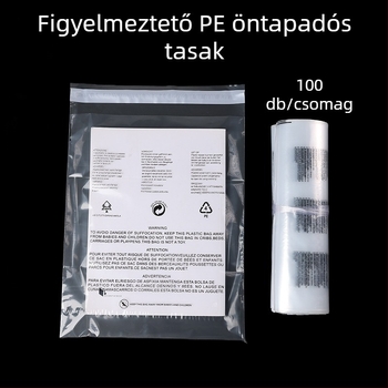Átlátszó önadhéziós PE csomagoló taska feliratos figyelmeztetéssel, megerősített kivitel ruhákhoz és zoknikhoz, kis méret