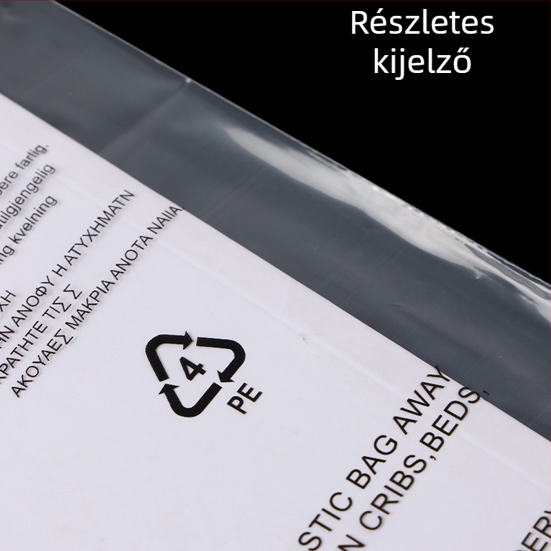 Átlátszó önadhéziós PE csomagoló taska feliratos figyelmeztetéssel, megerősített kivitel ruhákhoz és zoknikhoz, kis méret
