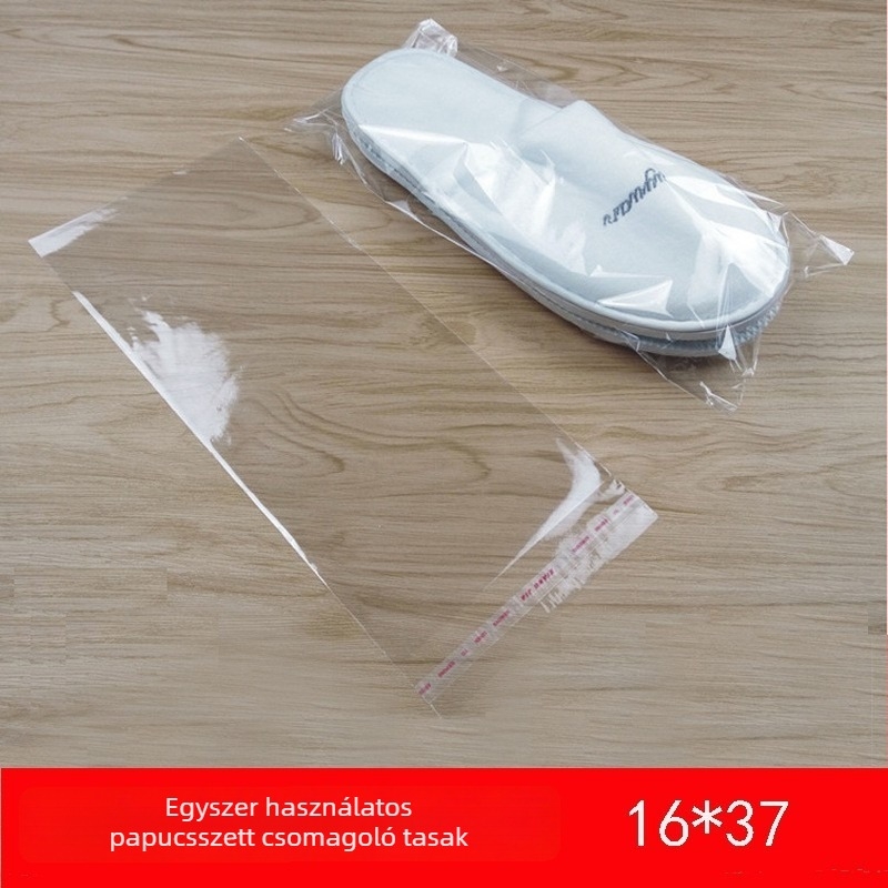 Kang Jie műanyag papucscsomagoló táska, egyszer használatos, napi szükségletek csomagolásához, nyomtatott logóval, 1:1 arányban tiszta és újrahasznosított anyag