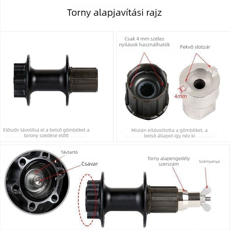 Kerékpár hub szétszerelő kulcs – univerzális, rozsdamentes acél, Sentuo/ST