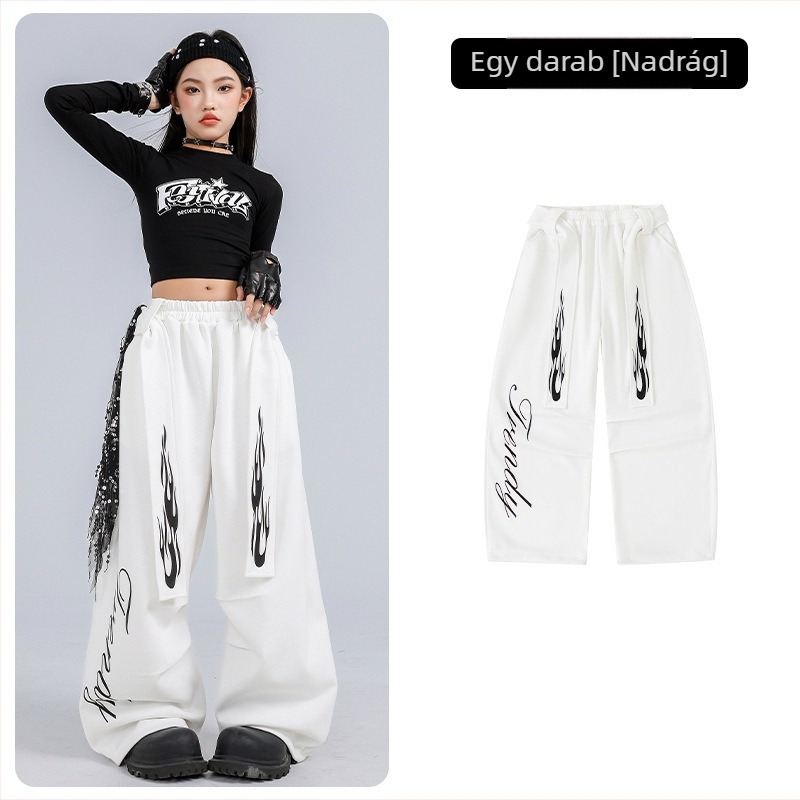 Gyerekeknek szóló jazz tánc kostüm, crop top és hosszú ujjú, koreai stílusú, pamut anyagból, 8 éves kortól
