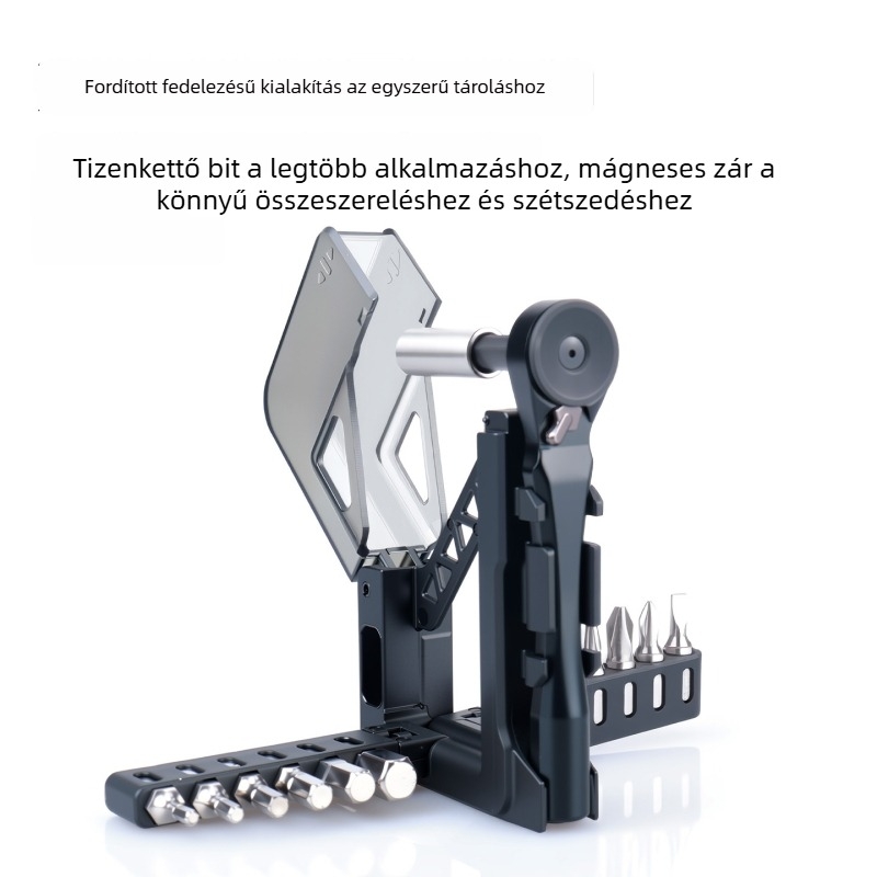Egyedi többfunkciós racsnis kulcs készlet kerékpár-karbantartáshoz belső hatszög és Philips bitekkel, 12 bite, kétirányú racsni, mágneses zár