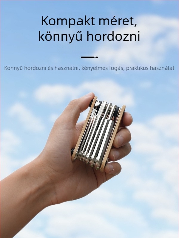 Kerékpárjavító szerszámkészlet bambusz váz és rozsdamentes acélból, 16 az 1-ben, mountain és road kerékpárokhoz, Linding