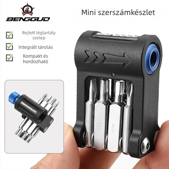 Mini kerékpárjavító eszköz CO2-s inflatorral – hordozható kombinált készlet Bunguo (Cr-V acél; alumínium ötvözet; műszaki nylon 6+30% GF)