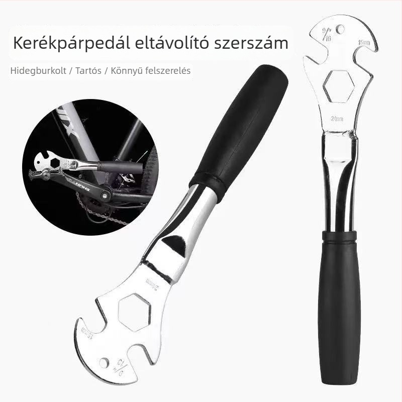 Fémes multifunkcionális kerékpár szerszám pedál- és első- és hátsó tengely eltávolításához — kerékpárjavító eszköz