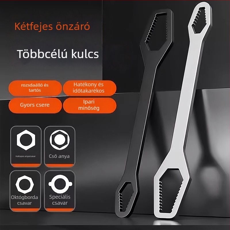 Kétfejű állítható csavarkulcs – többfunkciós, önzáró, keskeny állítható szerszámkészlet, magas széntartalmú acélból, Mingtong márka
