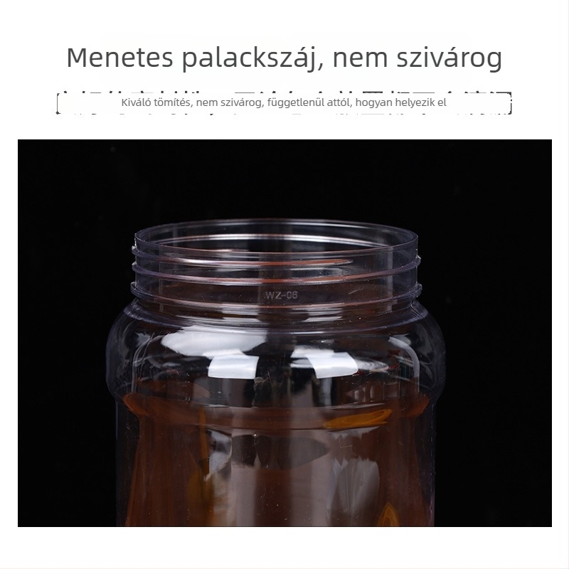 PET műanyag üveg – átlátszó, élelmiszerminőségű üveg mézhez, szezámpaszta, aszalt gyümölcsökhöz és haltáphoz