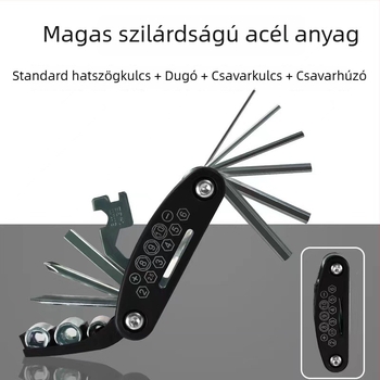 16-in-1 összetett, hajtogatható csavarbehajtó készlet motorkerékpár és elektromos kerékpár javításához, #45 acélból