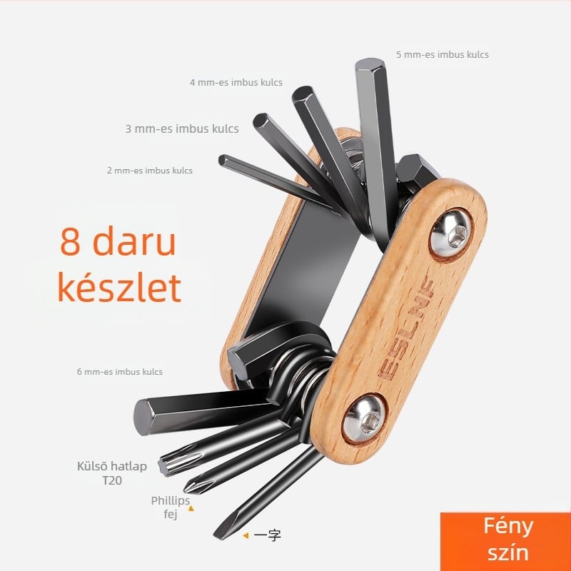 Kerékpárjavító eszköz, összecsukható többfunkciós eszköz hex kulccsal, hegyi és országúti kerékpárokhoz, Dingtian márka.