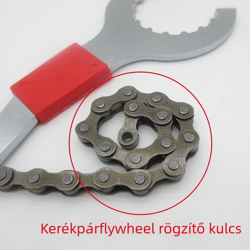 Három az egyben kerékpár alsócsapágy szerszám — integrált villáskulcs, rögzítő a lendkerékhez és eszköz farkhorgos kialakítással, acél, QT marka