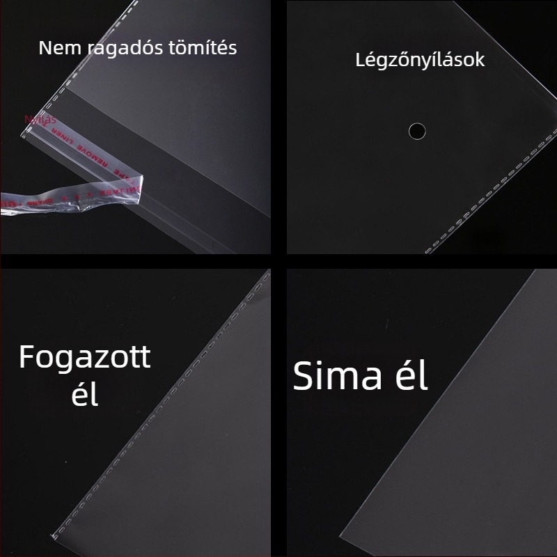 OPP önzáró tasakok, 8 cm szélességűek, polipropilén, ajándék- és üdvözlőkártyák csomagolásához, önzáró, nagykereskedelem