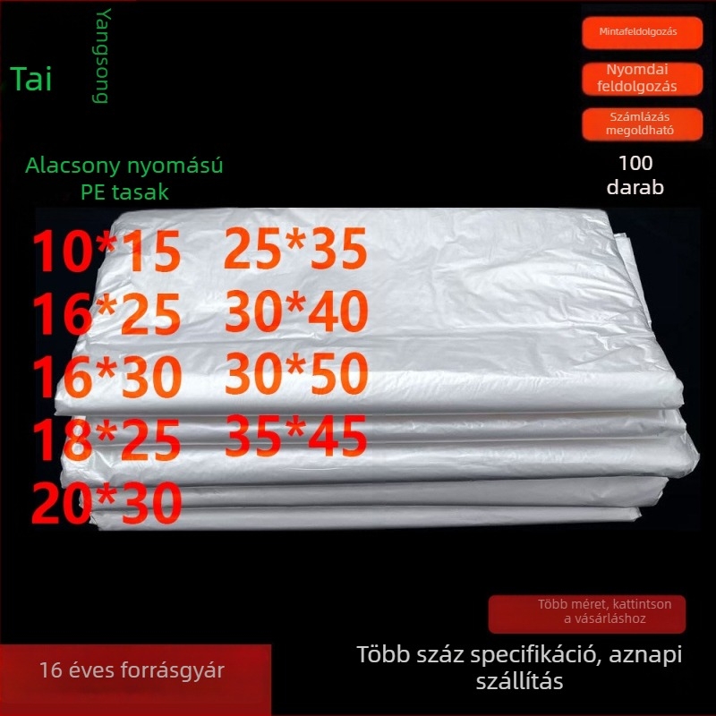 Alacsony nyomású sík zsegek PE zacskók gyümölcsök és zöldségek frissességének megőrzésére, átlátszó PE fóliás belső kartonhoz